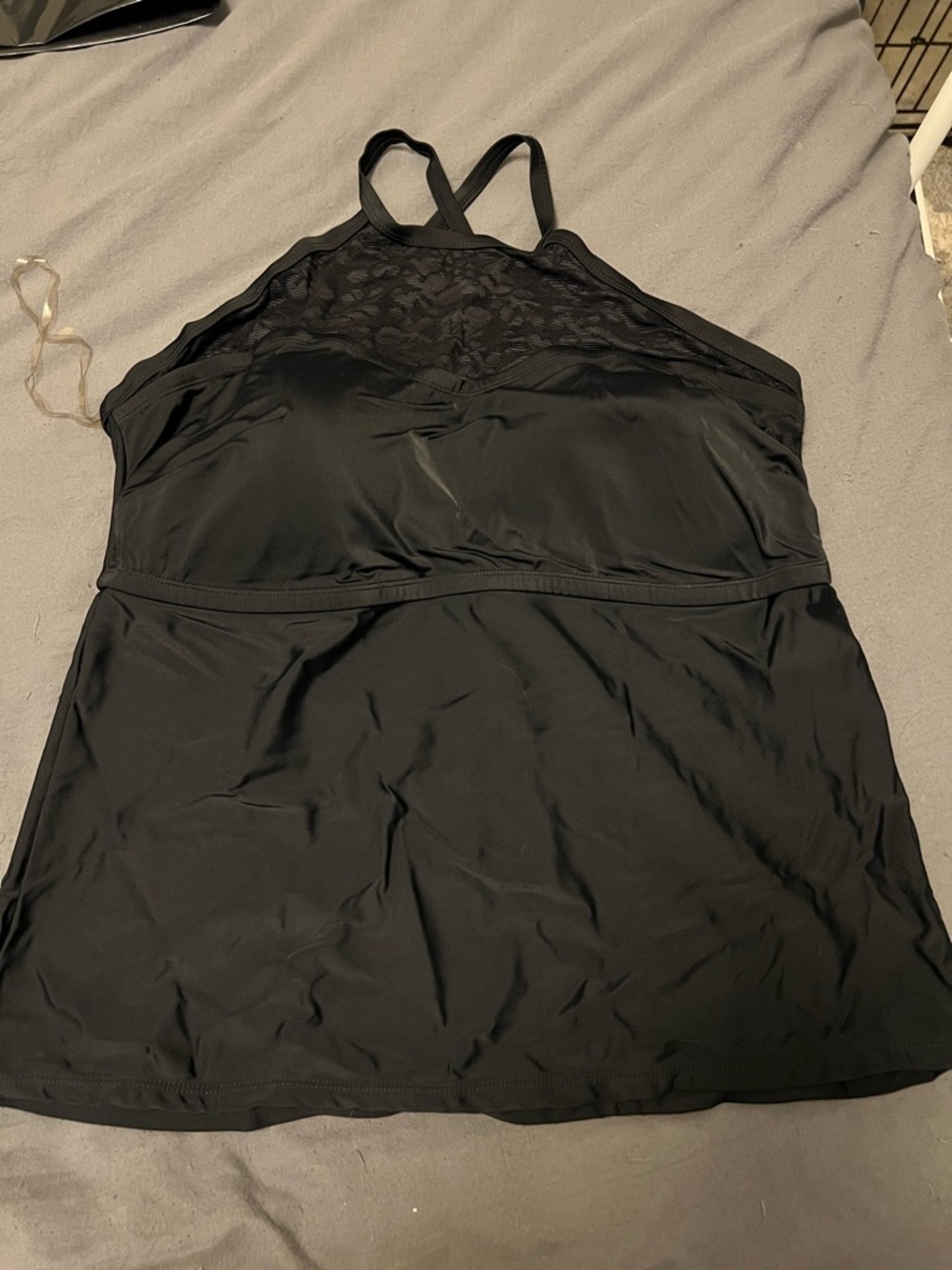 Catalina Black Lace-Trim Chemise Tank